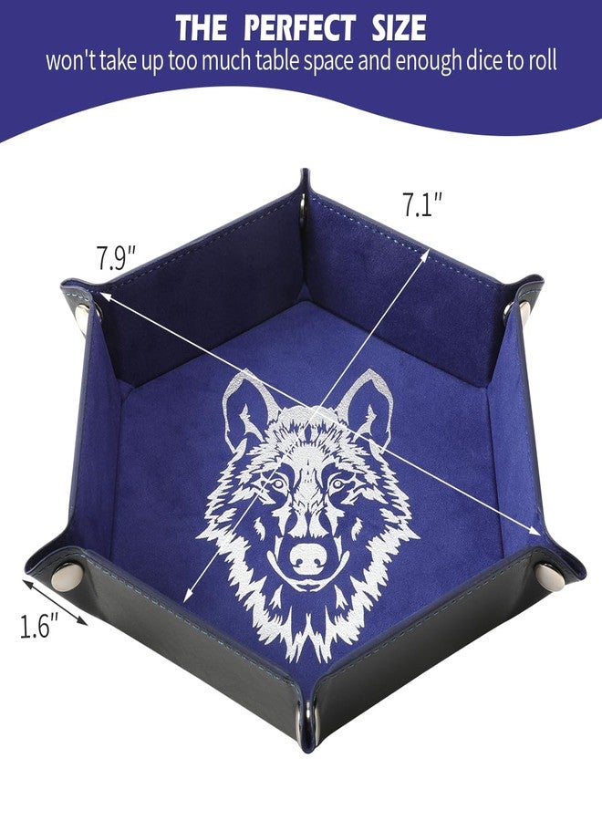 Grajar 6 Pcs DND Dice Tray with Animals Pattern for RPG D&D Table Games - Folding PU Leather and Velvet Rolling Holder Storage Box - Image 3